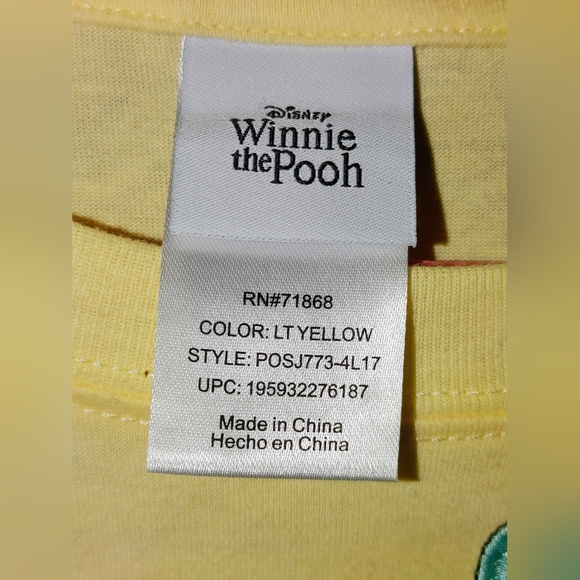 Winnie the Pooh Embroidered T‑Shirt, Light Yellow – Disney Licensed – Size XL - Picture 4 of 5